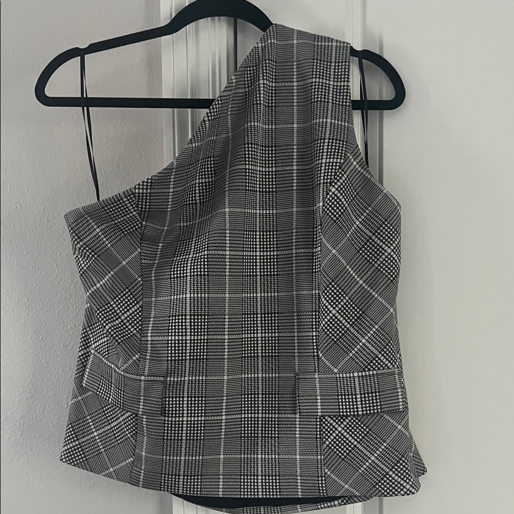 Express Black and White Plaid Top
